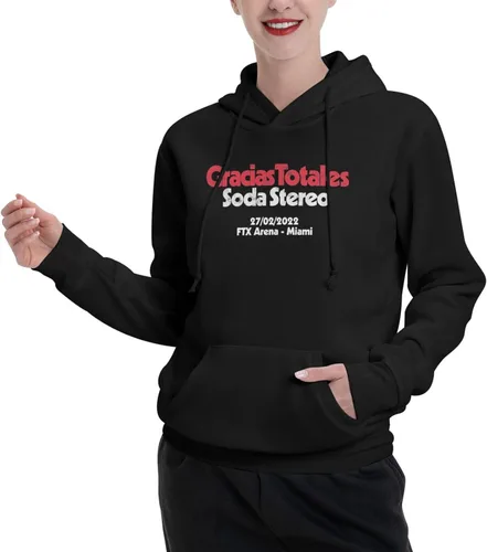 Vista 4 de furno Soda Stereo Hoodie Women's Fall Fashion Tops Winter Drawstring Pullover Comfy Clothes Black