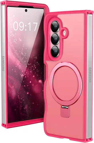 Vista 14 de Soporte magnético y marco ondulado: funda para Samsung Galaxy Z Fold 6 [compatible con MagSafe] [protección militar contra caídas] no amarillenta
