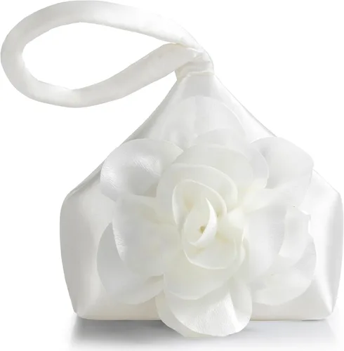 Vista 13 de BABEYOND Bolsos de mano para mujer, bolsos de noche de satén con flores, bolso de pulsera elegante para fiestas, uso diario, boda