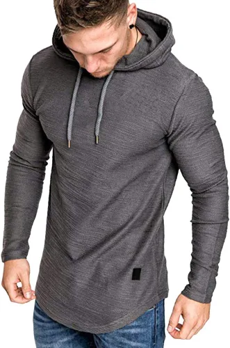 Vista 15 de Lexiart Sudadera deportiva con capucha para hombre, color liso, forro polar