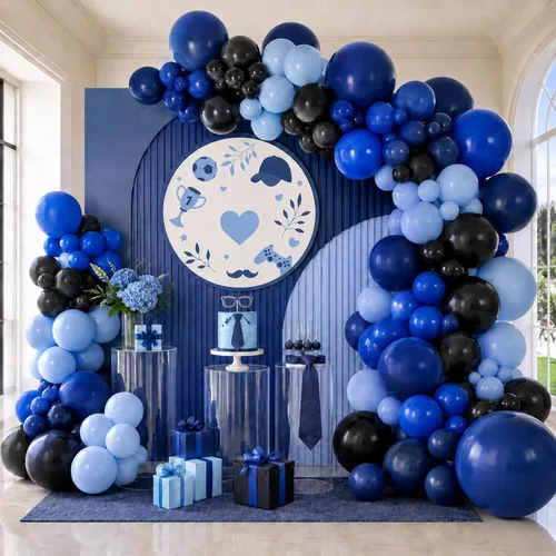 Vista 8 de Kit de Guirnalda de Arco de Globos Rojo Azul Plateado, Globos de Látex Rojo Azul Real Globos de Papel de Aluminio 4D con Estrella de Explosión