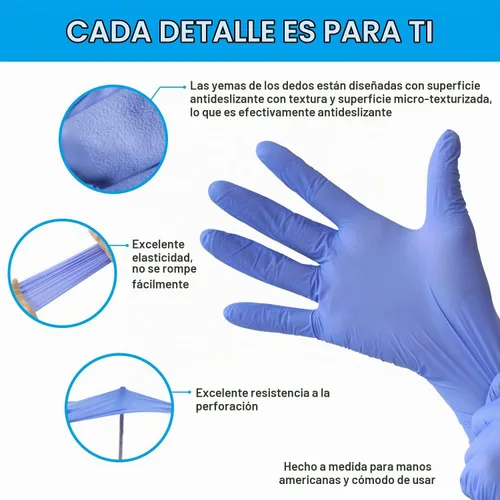 Vista 7 de FINITEX Guantes de examen de nitrilo azul hielo, sin polvo, 1000 guantes de limpieza médica y del hogar