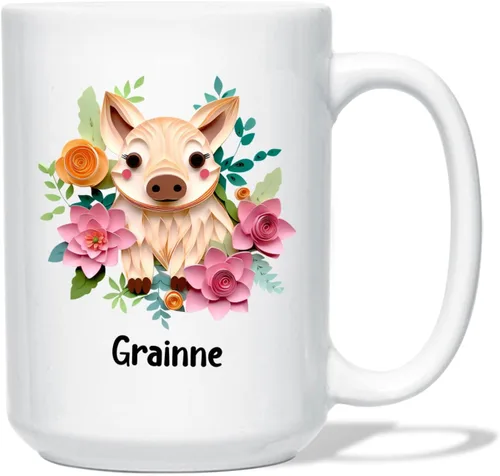 Vista 20 de Taza de café blanca personalizada con nombre de amante de escarabajos, taza de café personalizada de origami de 11 15 onzas, taza de café floral