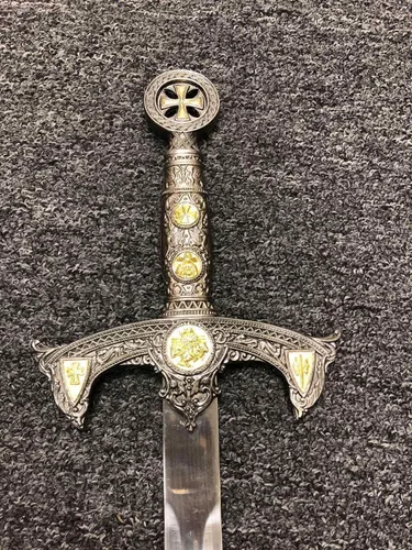 Vista 4 de Espada de metal medieval de 38 pulgadas, caballero de los templarios, celta celta, claymore, colección de regalo de Navidad LARP