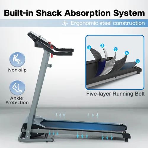 Vista 5 de Cinta de correr plegable para el hogar con inclinación, plegable para entrenamiento, máquina eléctrica para caminar, 15 programas preestablecidos