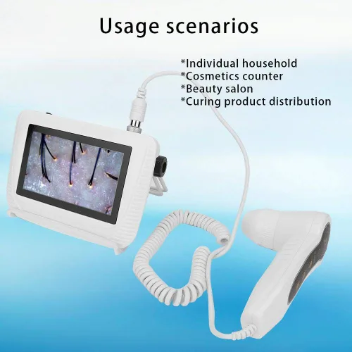 Vista 3 de Dioche Máquina del analizador del pelo del diagnóstico de la piel, 5 pulgadas HD LCD Pantalla Digital Detector de piel recargable del cuero
