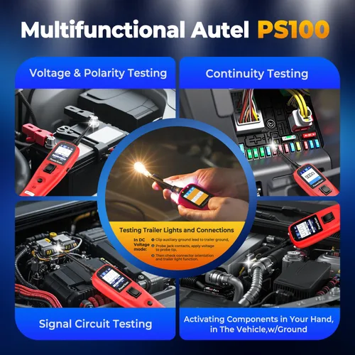 Vista 5 de Autel PowerScan PS100 - Probador de circuito automotriz 2.0, herramienta de sonda de circuito de alimentación de 12-24 V, buscador de circuito