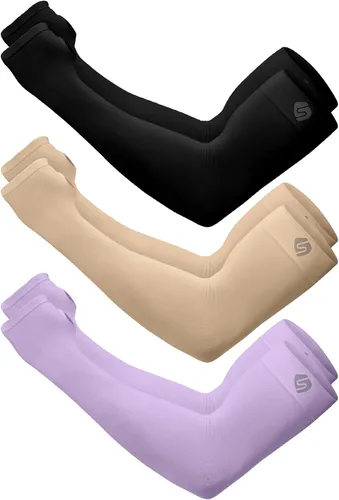 Vista 29 de Mangas para brazo, para hombres o mujeres. Para calentar o refrescar. Guantes de Compresión con factor de protección de los rayos ultravioleta UPF 1