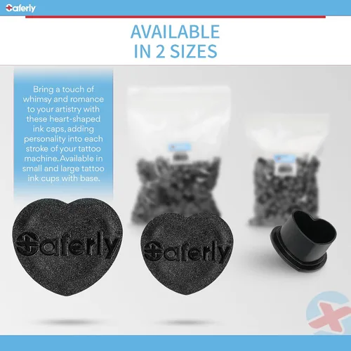 Vista 3 de Saferly Tapas de tinta de tatuaje de corazón con base para tatuaje, tatuaje, soporte de pigmento desechable, suministros de tatuaje de microblading