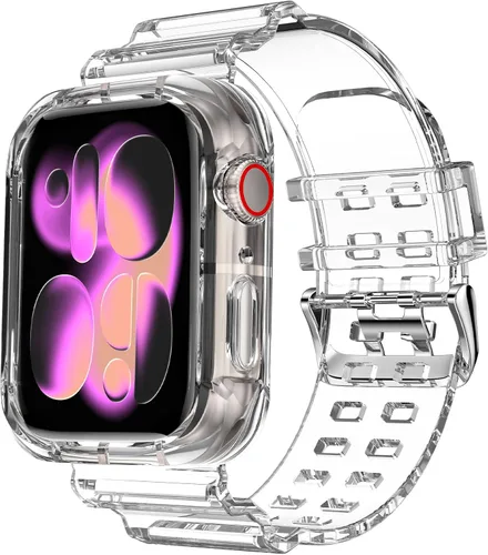 Vista 16 de DABAOZA Compatible con correa transparente de Apple Watch de 1.772 in y Purpurina transparente.