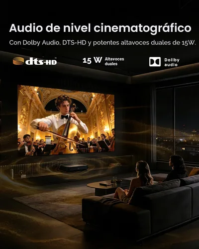 Vista 6 de WEMAX Nova Pro Proyector de Tiro Ultra Corto 4K, TV Láser ALPD de 150", Smart Google TV, 2100 Lúmenes ISO, Dolby Audio DTS-HD, Proyector UST