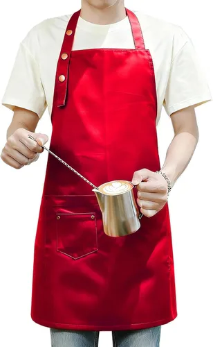 Vista 8 de Delantales de arte para pintar cerámica, delantales de cocina para hombres y mujeres impermeables verdes