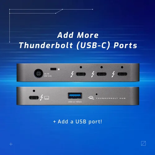 Vista 2 de OWC Hub Thunderbolt de 5 puertos - Carga de 60 W, Thunderbolt 4, USB 3.2, compatible con Mac y PC