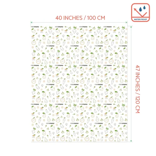 Vista 7 de Minimono Tapete de salpicaduras para bebé debajo de la silla alta – 30 alfombrillas desechables e impermeables – 40 x 47 pulgadas tapete
