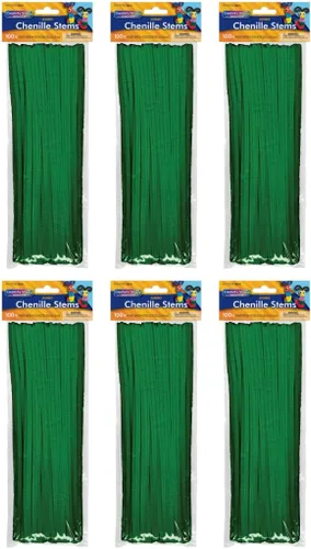 Vista 20 de Creativity Street Jumbo Chenille Stems, 12" x 6 mm, Craft Pipe Cleaners in Assorted Basic Colors, Pack of 100, Case of 12 Packs, 1200 Chenille Stems