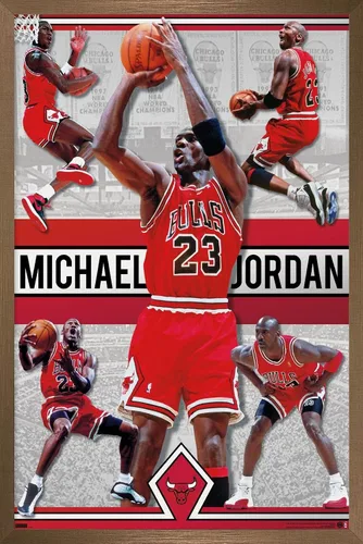 Vista 15 de Trends International Michael Jordan - Póster de collage de pared, 14.725 x 22.375 pulgadas, versión enmarcada de madera de granero