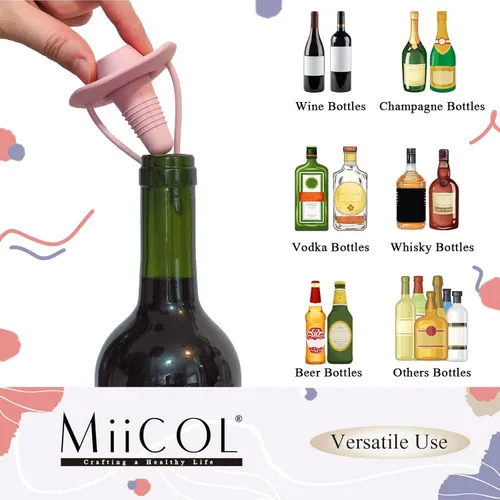 Vista 7 de Miicol Tapones de vino, tapón Prosecco, tapón de silicona para botella de vino, tapón de champán con sombrero de vaquero, accesorios de vino, regalo