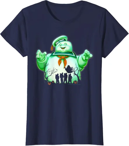 Vista 19 de Ghostbusters Marshmallow Man Group Shot Silhouette Camiseta Negro
