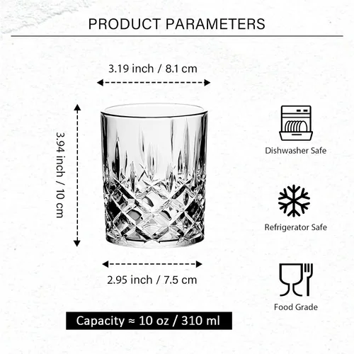 Vista 2 de Old Fashioned - Vasos de cóctel – Juego de 6 vasos de whisky – Vodka Bourbon Scotch Liquor – Juego de vasos de bar de 10 onzas