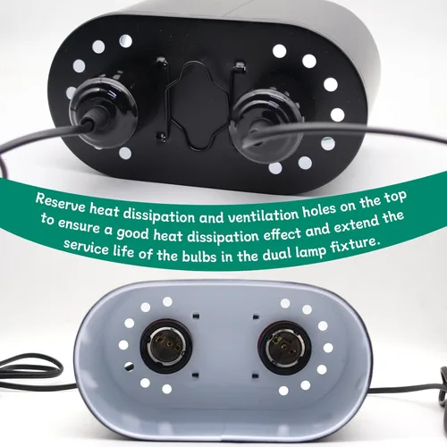 Vista 5 de Lámpara de cúpula profunda de reptil doble con ajuste de temperatura, doble tapa profunda diseño de integración combinada lámpara de iluminación