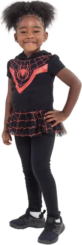 Vista 2 de Marvel Avengers Spider-Man Spider-Gwen Captain America Girls Cosplay T-Shirt and Leggings Toddler to Little Kid