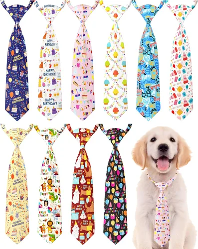 Vista 14 de PET SHOW Paquete de 10 corbatas para perros de feliz cumpleaños, XS