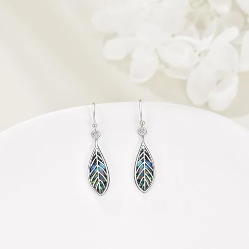 Vista 5 de YFN Aretes de plata de ley con diseño de luna, estrellahoja, pentagrama, luna creciente, estrellahoja, joyería de regalo para hombres y mujeres