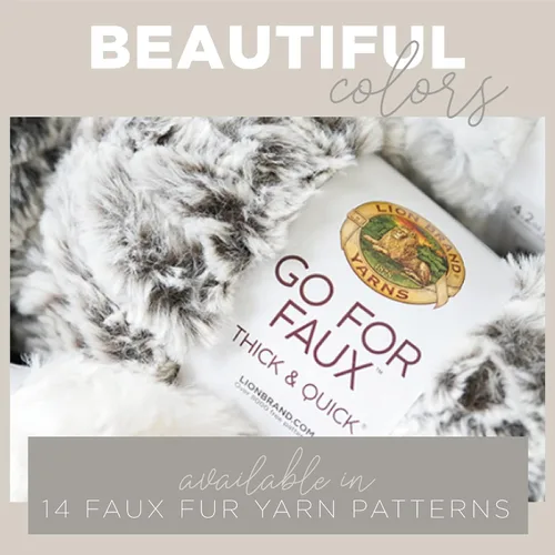 Vista 3 de Lion Brand Yarn (1 madeja) Go for Faux Thick & Quick hilo voluminoso, Baked Alaska Jumbo Faux Fur Knit & Crochet Fiber for Plush Blankets, Cozy