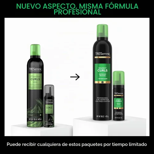 Vista 3 de TRESemmé Defining Hair Mousse, Rizos hinchables, paquete de 2 – Productos para el cabello rizado con aceite nutritivo de coco y aguacate +