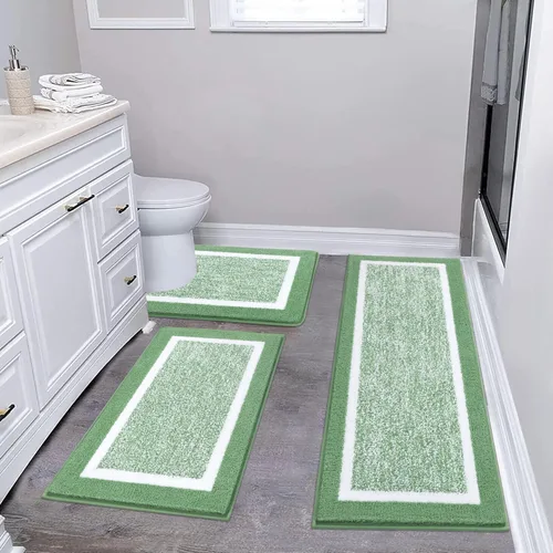 Vista 22 de Pauwer Juego de baño, alfombras de baño antideslizantes, alfombras de ducha absorbentes para suelo de baño, bañera y ducha, color azul aguamarina