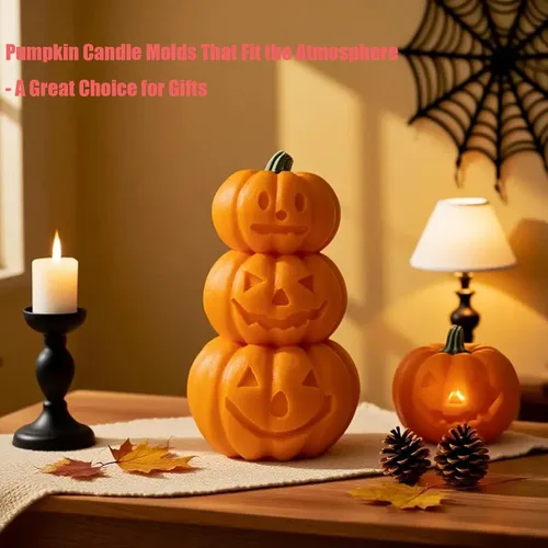 Vista 4 de Molde de vela de calabaza, molde de silicona de calabaza de terror 3D, molde de silicona reutilizable para velas de bricolaje, jabón hecho a mano