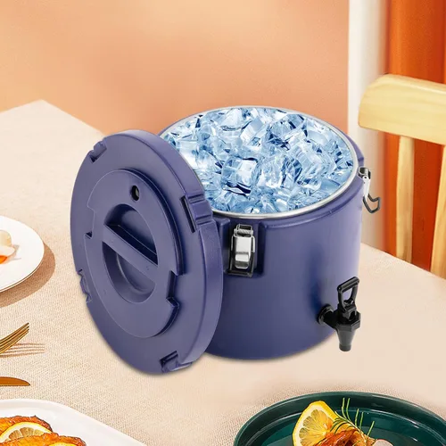 Vista 9 de Enfriador de bebidas aislado de 5.3 galones, dispensador con interior de acero inoxidable y boquilla, enfriador deportivo portátil para campamento
