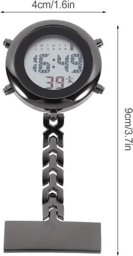 Vista 2 de POPETPOP Reloj de enfermera con clip Reloj de bolsillo digital multifunción de cuarzo con reloj despertador Fecha Semana Cronómetro