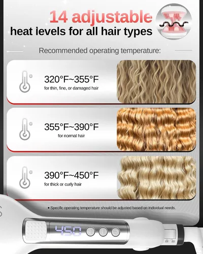 Vista 5 de NOVUS Rizador de cabello ondulado de 4 barriles, rizadores de pelo de ondas poco profundas, herramienta caliente con cerámica, rizador de ondas