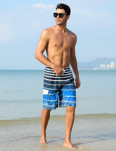 Vista 4 de unitop Bañador para hombre de secado rápido de verano a rayas con forro