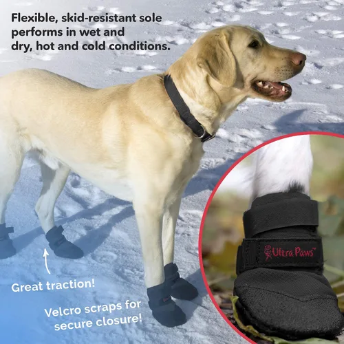 Vista 2 de Protectores Duraderos para Patas de Perro Botas para Perros Zapatos para Perros Botines de Perro Negros de Uso Ligero Resistente al Calor y al