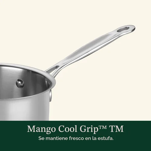 Vista 3 de Cuisinart Cacerola de 1.5 Cuartos con Tapa, Colección Clásica de Utensilios de Cocina del Chef de Acero Inoxidable, 719-16 Plateado