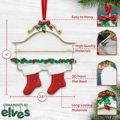 Vista 4 de Adornos de Navidad familiares personalizados – Medias de Navidad personalizadas con nombres, regalos para parejas, adornos 2024, nuestra primera