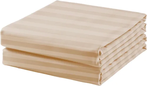 Vista 18 de Sábana Plana de Algodón Individual Solamente, Sábana Superior de 600 Hilos 100% Algodón Egipcio 1 Pieza, Sábanas Planas Frescas y Transpirables Beige