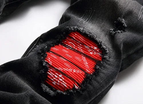 Vista 4 de OIIIO Jeans elásticos rasgados de ajuste regular para hombre