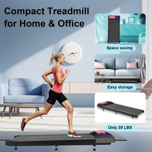 Vista 6 de Under Desk Treadmill, Walking Treadmill Pad, 2.5 HP 265 Lbs Low Noise Walking Pad Incline LED Display with Remote Control Walking Jogging Running