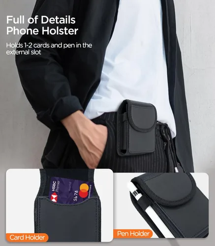 Vista 3 de Funda para teléfono compatible con Samsung Galaxy Z Flip 7/6/5/4/3, Motorola Razr Series, soporte para cinturón para teléfono celular con tarjetero