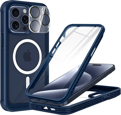 Vista 36 de Hekodonk Funda para iPhone 15 Pro Max, compatible con Magsafe [protector de pantalla de vidrio templado integrado y protección de lente de cámara]