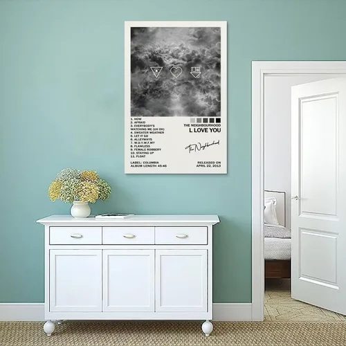 Vista 4 de UTOYA Póster con texto en inglés «The Neighbourhood I Love You» (I Love You), pintura decorativa en lienzo para dormitorio, 12 x 18 pulgadas