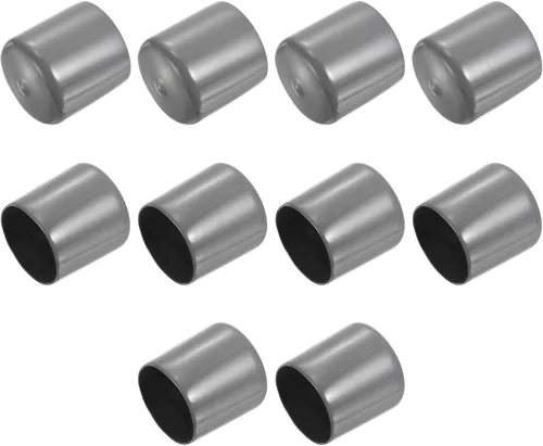 Vista 202 de uxcell 10 tapas de goma para extremos de 0.591 in de identificación, tapa de extremo redondo, protectores de rosca de tornillo, color negro