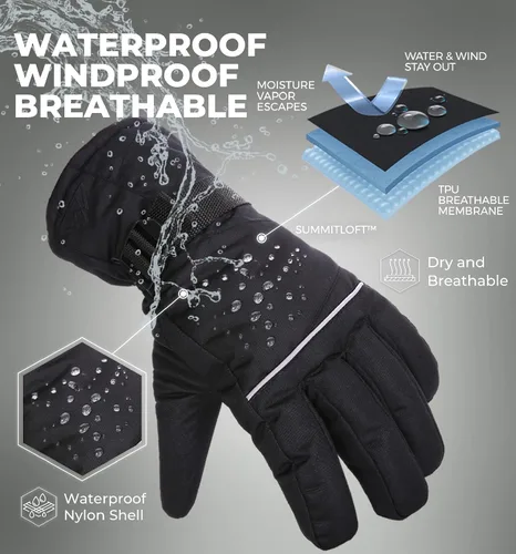 Vista 3 de Guantes de esquí y nieve de invierno para hombres y mujeres diseñados para esquí en clima frío, snowboard y palear