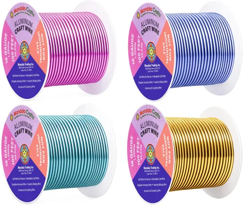 Vista 110 de Mandala Crafts - Alambre de aluminio anodizado de calibre 22 para hacer joyas - 137.2 m de alambre flexible surtido y coloreado - Doble para bonsái