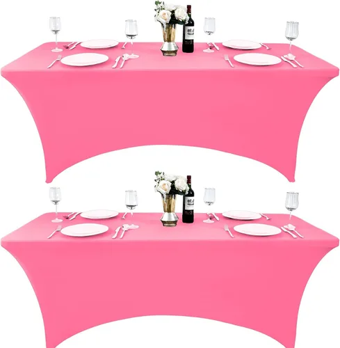 Vista 39 de Paquete de 2 Cubiertas de Mesa de Spandex de 4 pies para Mesas Plegables Rectangulares - Manteles Elásticos Ajustados Resistentes a las Arrugas