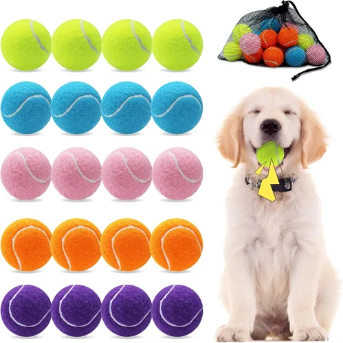 Vista 8 de Magicorange Paquete de 6 pelotas de tenis pequeñas, pelota de tenis chirriante de 2 pulgadas para perros, coloridas pelotas chirriantes fáciles