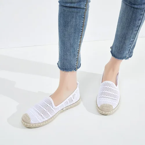 Vista 8 de BABUDOG Zapatos planos de malla transpirable para mujer, mocasines suaves, mocasines blancos sin cordones